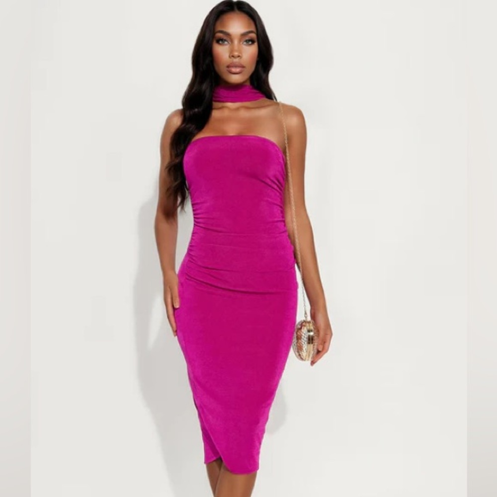 Blythe Ruched Strapless Midi Dress NEW 🏷️
